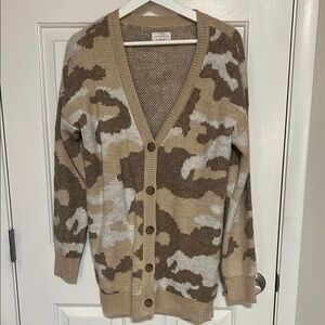 Cozy Camo Cardigan Sweater